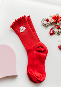 Cami Embroidery Sock - Valentines