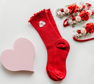 Cami Embroidery Sock - Valentines