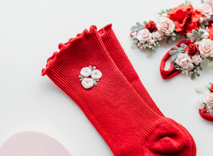 Cami Embroidery Sock - Valentines