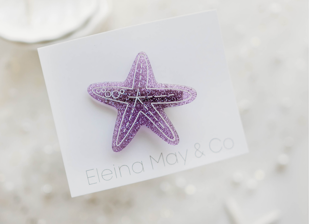 Starfish Clip  - Sparkly Purple
