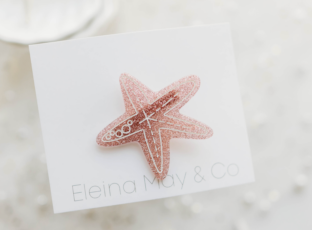 Starfish Clip  - Sparkly Pink