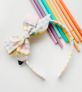 Tia Headband - Pencil Gingham Rainbow
