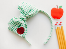 Load image into Gallery viewer, Sandy Headband - Green Gingham Red Apple
