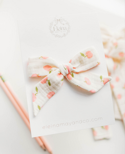 School Girl Hair bow - Pink Apples