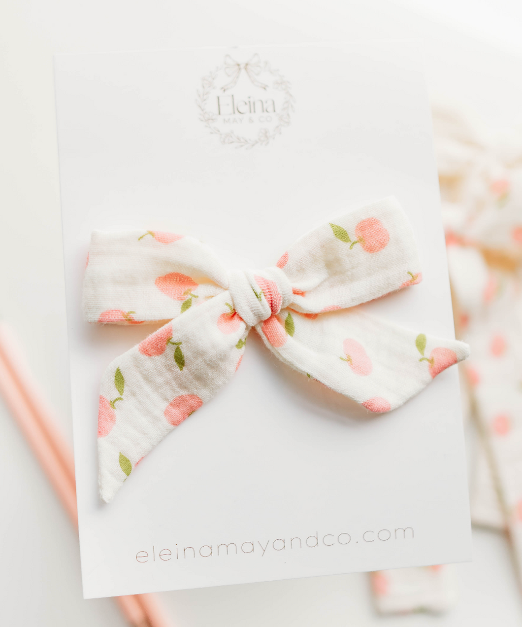 School Girl Hair bow - Pink Apples