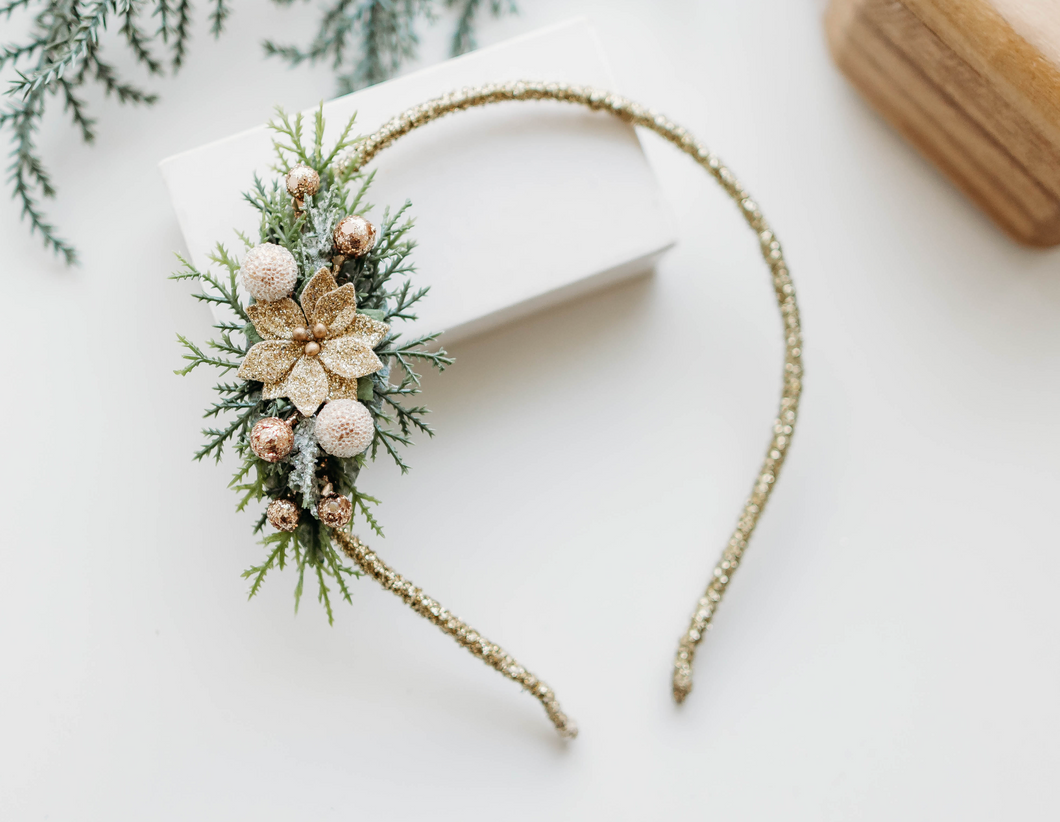 Ella Headband - Gold Poinsettia - PREORDER