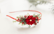 Load image into Gallery viewer, Ella Headband - Red Poinsettia- PREORDER
