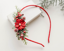 Load image into Gallery viewer, Ella Headband - Red Poinsettia- PREORDER
