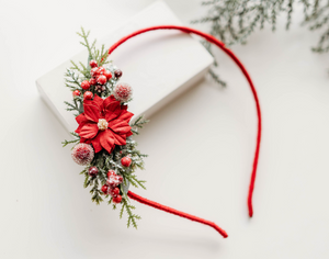 Ella Headband - Red Poinsettia- PREORDER