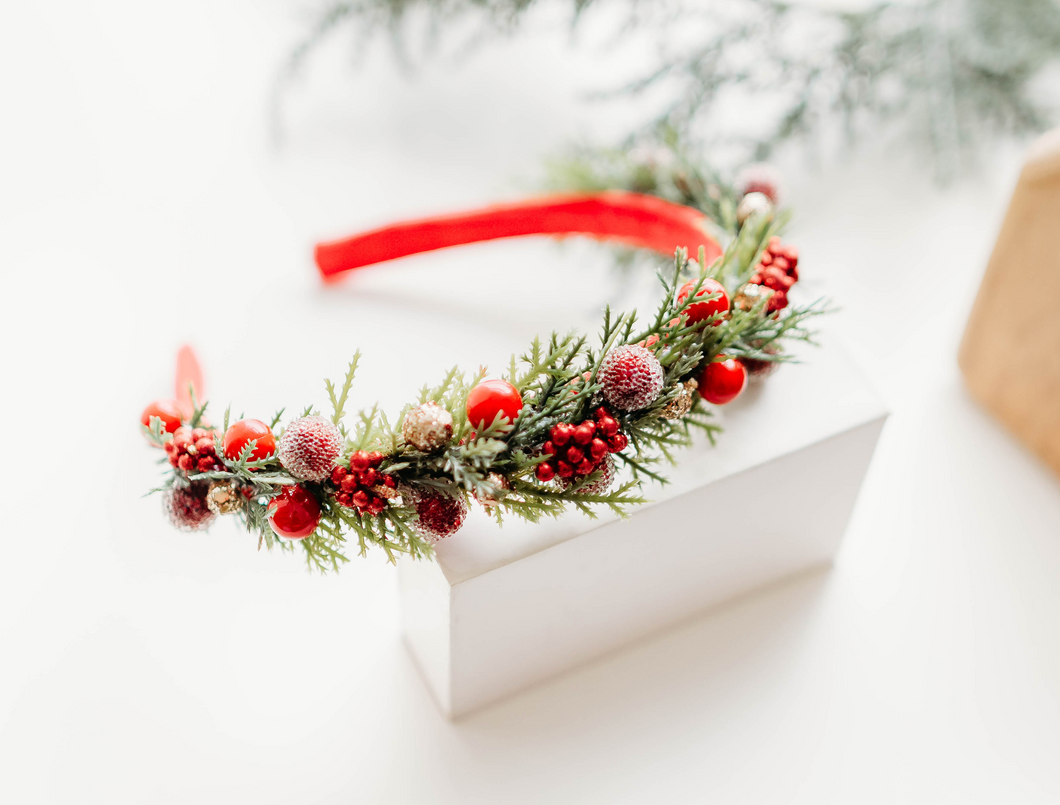 Cozy Claus Floral Headband - PREORDER