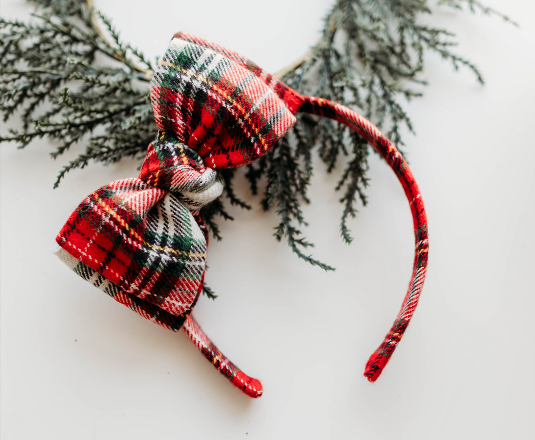 Sandy Headband - Plaid Crimson Joy