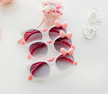 Load image into Gallery viewer, Pink Bow Sunglasses - White
