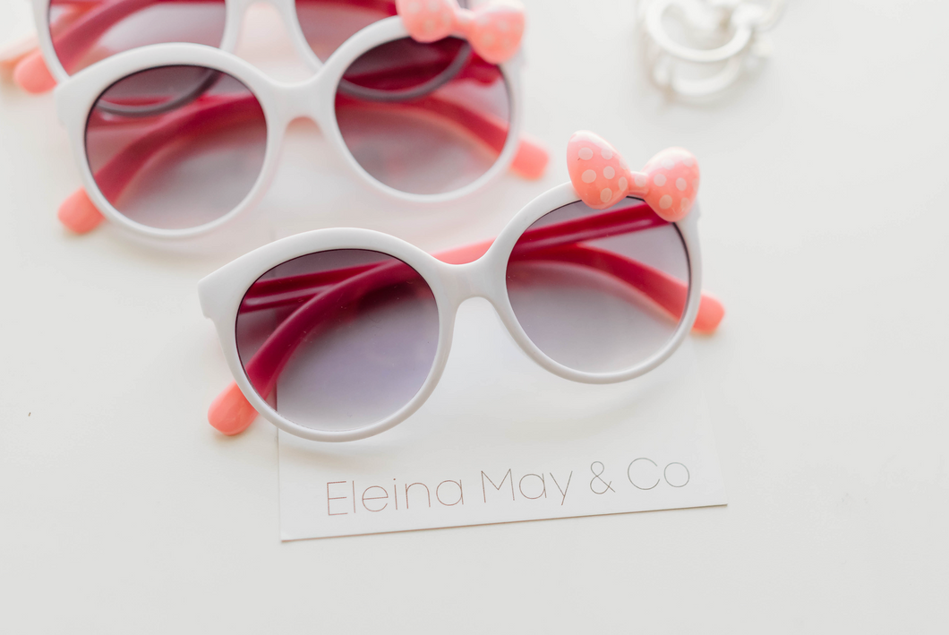 Pink Bow Sunglasses - White