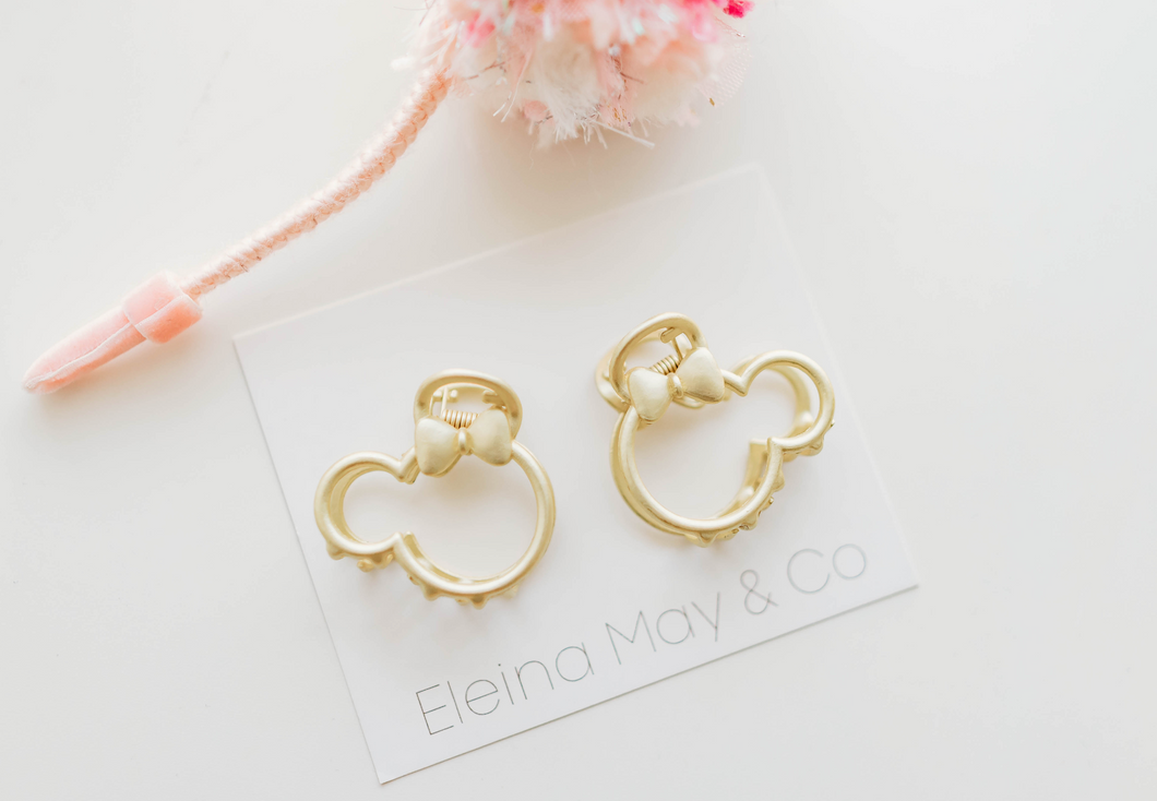 Mouse Gold Claw Clip - Pigtails