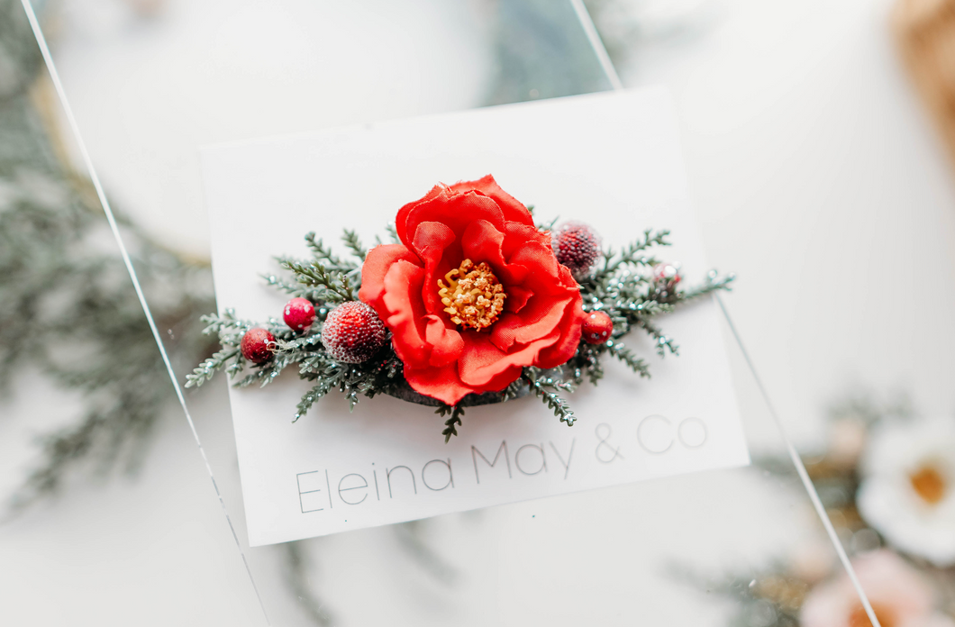 Winter Blessing Hair Clip - Red