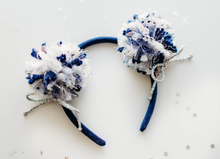 Load image into Gallery viewer, Game Day Sparkle Poms HEADBAND - The Navy Nights
