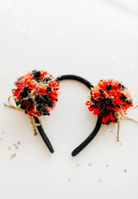 Load image into Gallery viewer, Game Day Sparkle Poms HEADBAND - Niner Girl Pom

