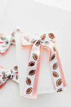 Load image into Gallery viewer, Bertie Hair Bow - Football Vintage Pink
