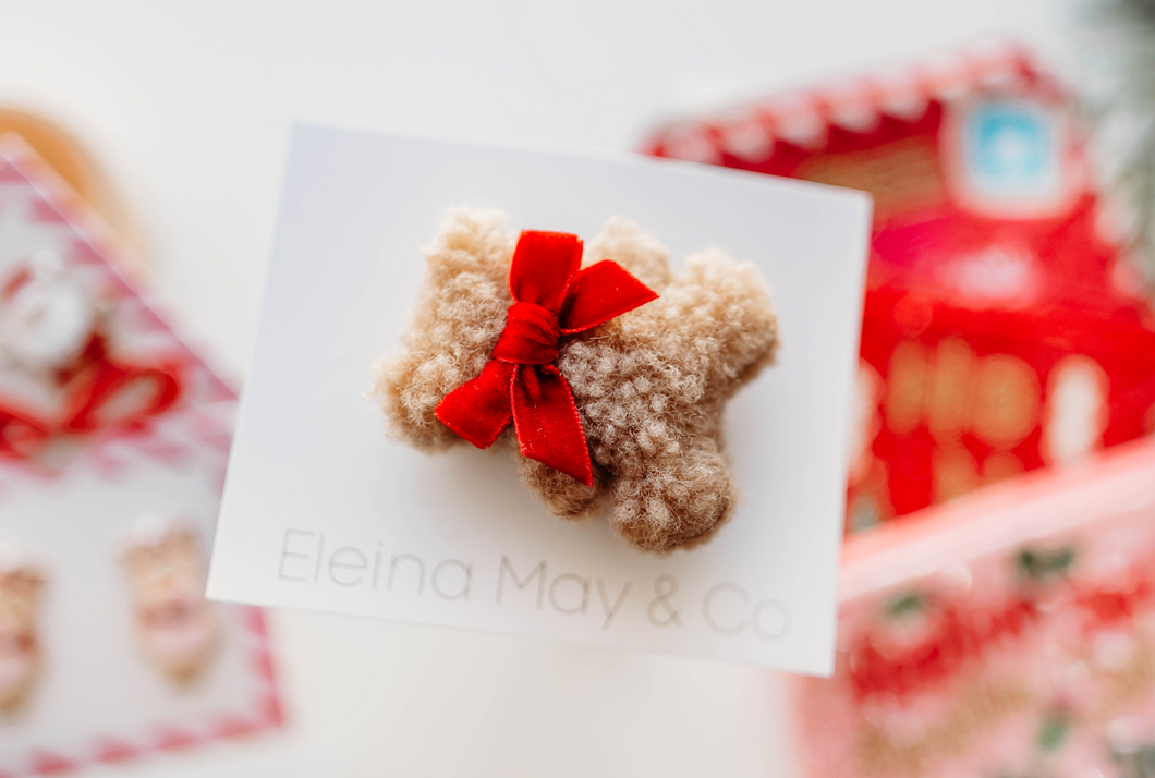 Teddy Bear Clip - Red Bow