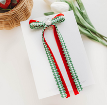 Load image into Gallery viewer, Winnie Bow - Berry Red and Green Gingham
