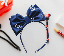Load image into Gallery viewer, Opal Headband - White and Blue Anchors
