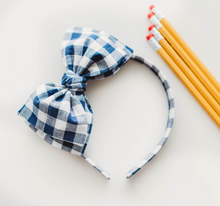 Load image into Gallery viewer, Sandy Headband - Navy Blue Gingham
