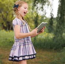 Load image into Gallery viewer, Isla pigtail bow set - Navy Blue polka dot
