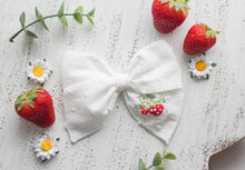 Load image into Gallery viewer, Strawberry Hand Embroidery Hair Bow
