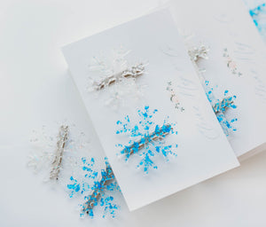 Snowflake Hair Clip SET - White & Blue