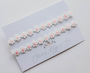 Pink Daisies Lace Headband - Double Boho