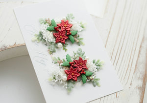 Poinsettia SMALL PIGTAIL Clip Set- PREORDER