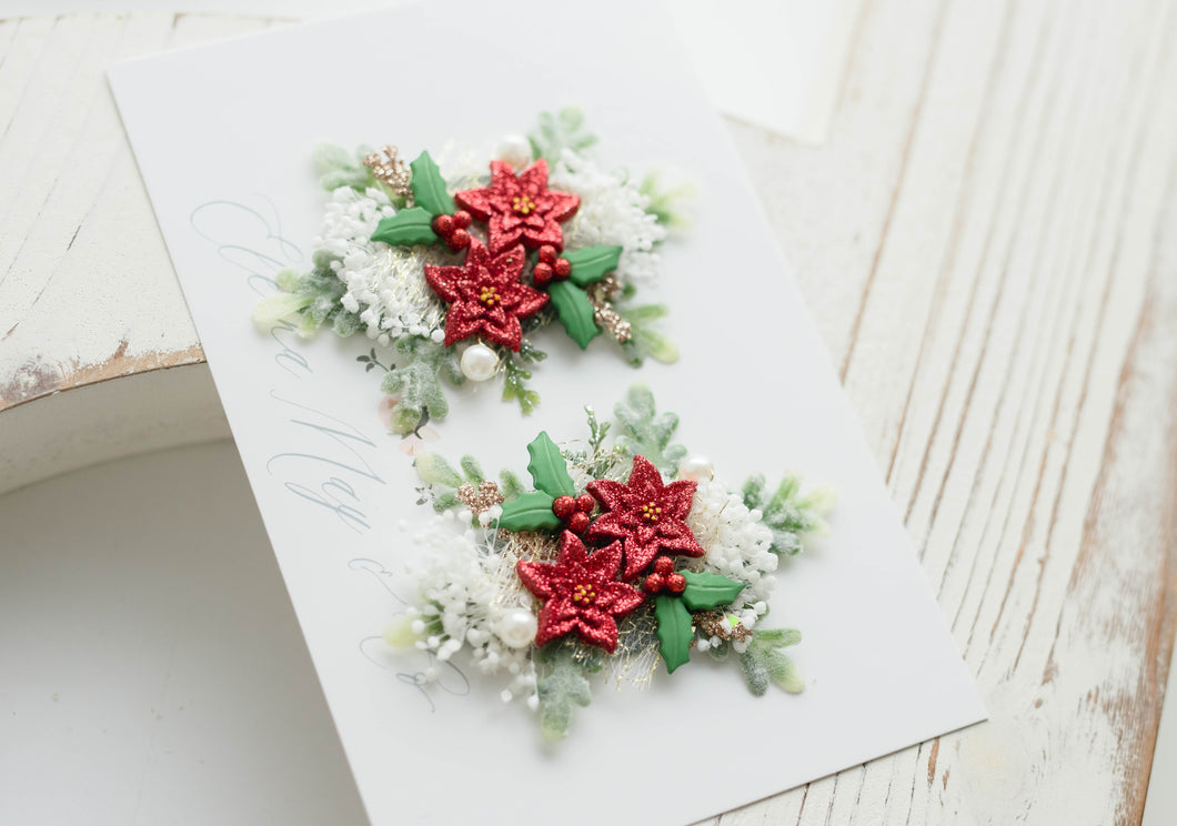Poinsettia SMALL PIGTAIL Clip Set- PREORDER