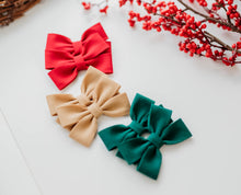 Load image into Gallery viewer, Tan Pigtail set of bows - Olivia PREORDER
