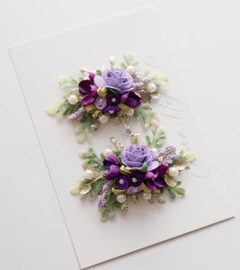 Lilac Floral Clip Set