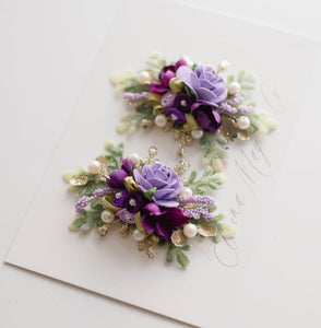Lilac Floral Clip Set