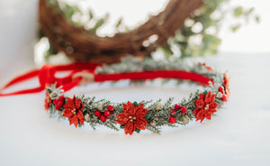 PREORDER - Poinsettia Christmas Crown - RED