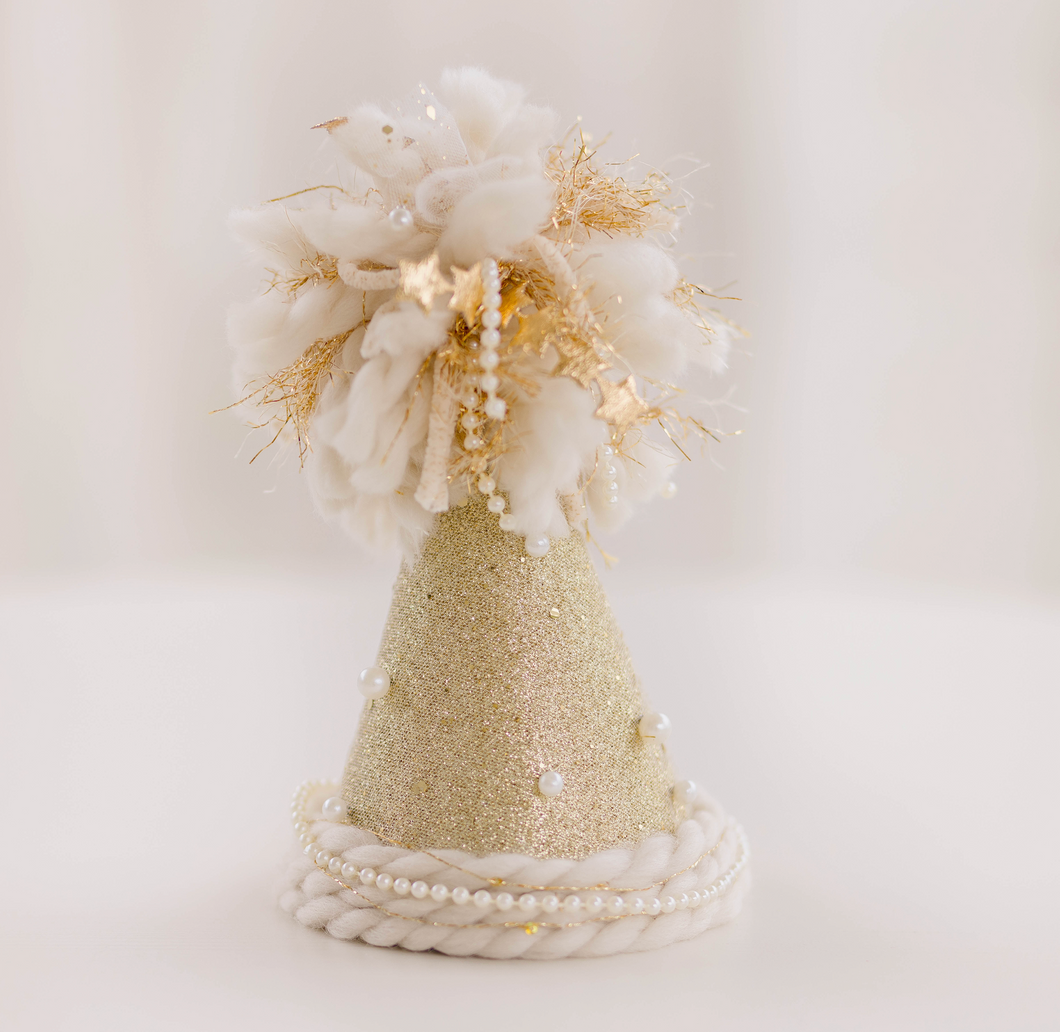 Daphne Party Hat - Ivory and Gold