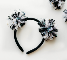 Load image into Gallery viewer, Pom Pom Headband - Black and White Halloween
