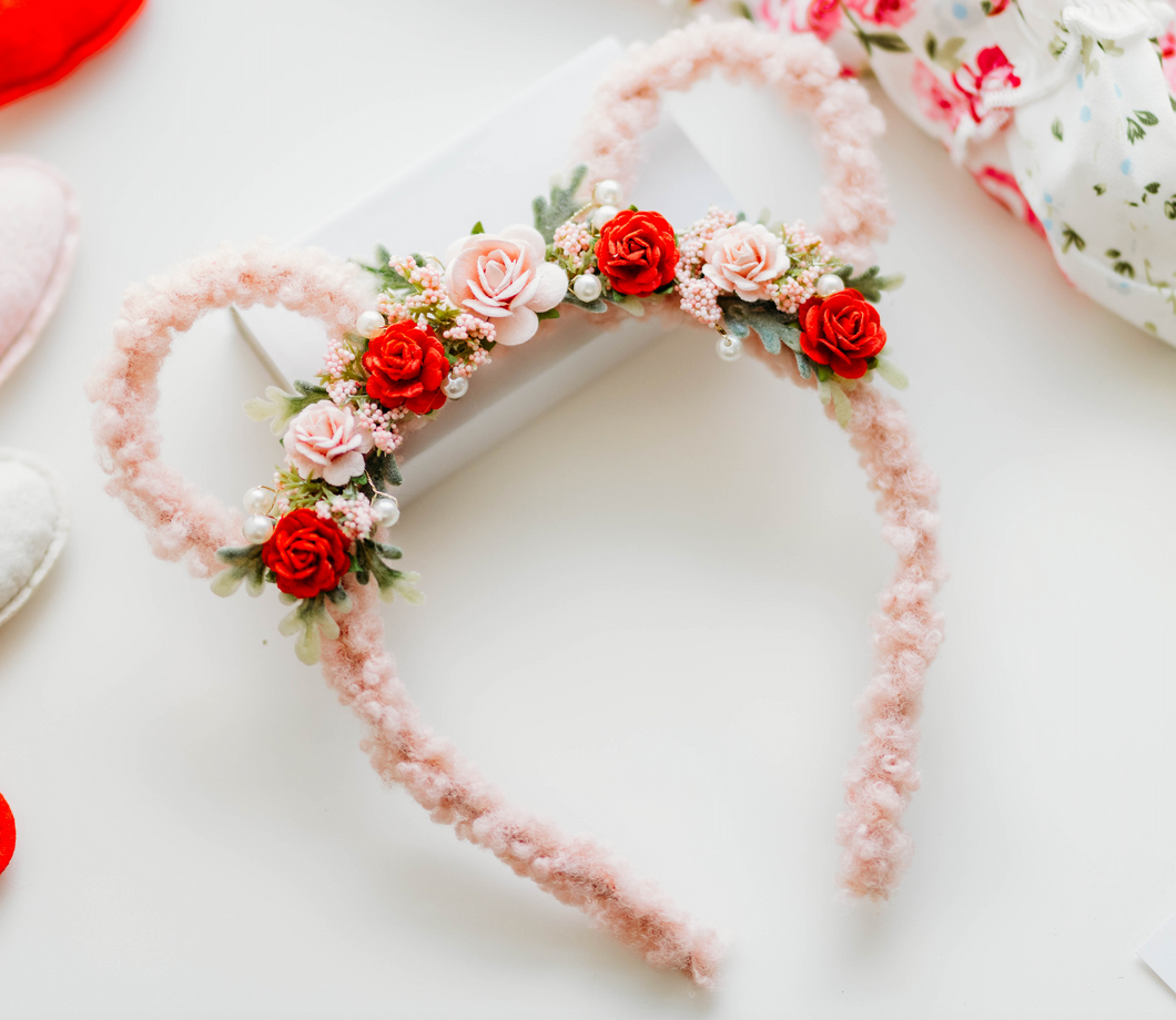 Nani Bear Headband - Valentines Pink