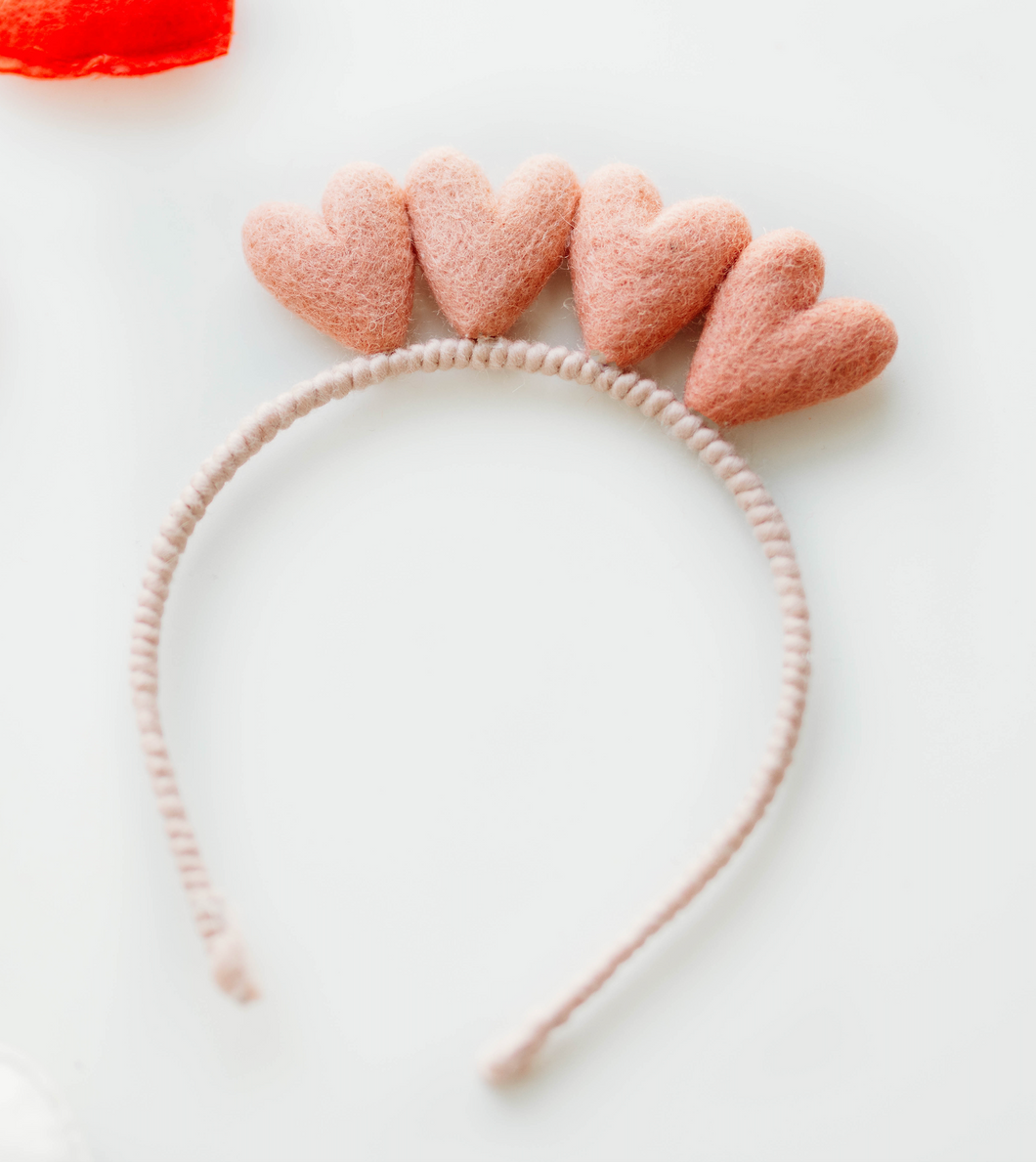 Sammy - Hearts Pink Rose Headband