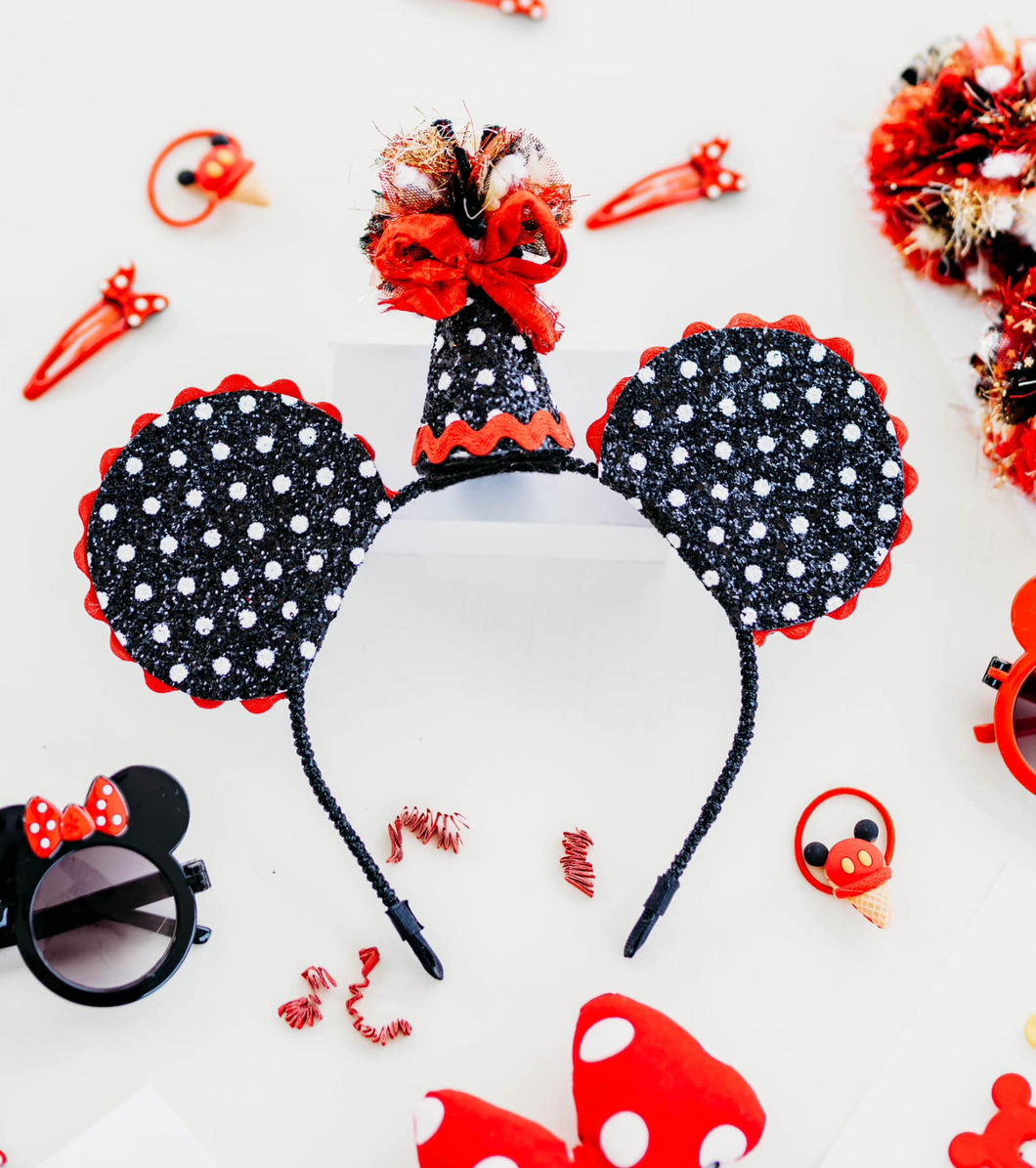 Mouse Ears - Black and White Polka Dots