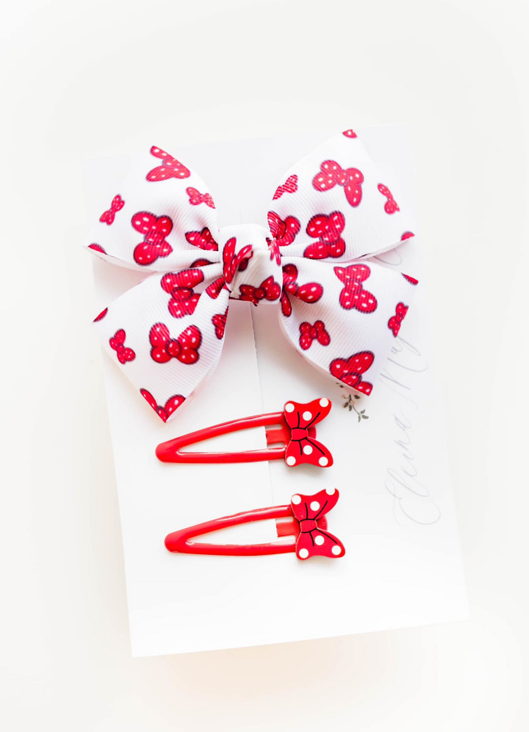 Olivia Bow SET - Mouse Bow and Snap clip SET