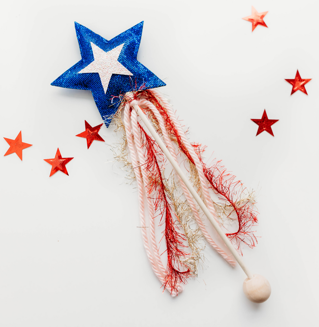 Americana Collection Wand - Blue and Pink Star