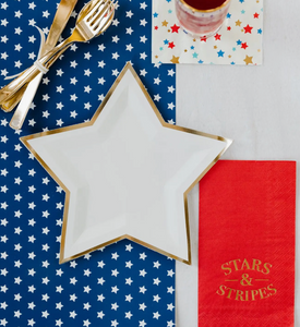 Cream Star Shaped 9" Gold Foiled Plates