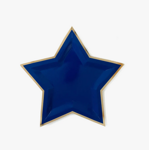 Blue Star Shaped 9" Gold Foiled Plates