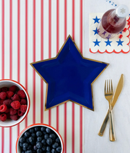 Load image into Gallery viewer, Blue Star Shaped 9&quot; Gold Foiled Plates
