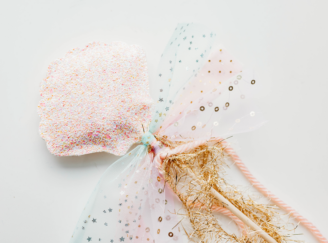 Seashell  Wand - Glitter Pink Confetti